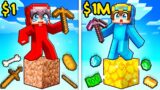 $1 vs $1,000,000 ONE BLOCK In Minecraft!