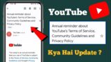 Annual reminder about YouTube's Terms of Service, Community Guidelines and Privacy | Youtube Update