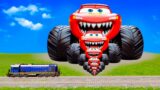 Big & Small Monster Truck Lightning Mcqueen vs Big & Small train ROAD OF DEATH in BeamNG Drive
