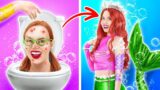 FROM NERD TO MERMAID PRINCESS || Ultimate Makeover in 24 HRS! Beauty Ideas & Gadgets by 123 GO! FOOD