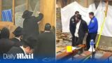 Hasidic jews find secret tunnel at New York synagogue and brawl with police as they try to close it