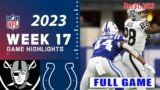 Las Vegas Raiders vs Indianapolis Colts FULL GAME 12/31/23 | NFL Highlights Today Week 17