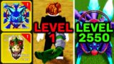 Level 1 to 2550 with Kitsune and T-Rex Fruit in Blox Fruits