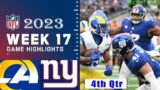 Los Angeles Rams vs New York Giants FINAL Week 17 FULL GAME 12/31/23 | NFL Highlights Today