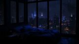 Relaxing In The Bed Room Overlooking The City In The Rain The Sound Of Rain Relaxing By The Window