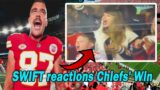 Taylor celebrates the Chiefs' win! Cheering happily in the VIP room looking happy to see her Travis
