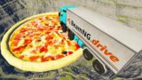 Throwing Cars At Big Giant Pizza Leap Of Death –  BeamNG.Drive