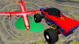 Throwing Monster Trucks At Red Tasticola Airplane Leap Of Death –  BeamNG.Drive