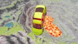 Cars vs Leap of Death in Lava Pit Realistic Crashes BeamNG drive #582  Gameweon