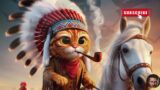 Cat Horses and Indians: #fyp #gingercat #trump #american #indian #ai