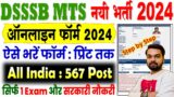 DSSSB MTS Online Form 2024 Kaise Bhare | How to fill DSSSB MTS Online Form 2024 | DSSSB Form Apply
