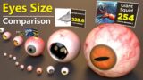 Eye Size Comparison | Monster Eyes size comparison