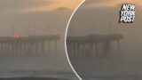 Footage captures car driving off Virginia Beach pier as cops struggle to recover vehicle