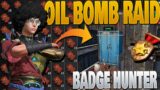 HOW WE ONLINE RAID THE MECHA BOYS ON BADGE HUNTER USING OIL BOMB ONLY LAST ISLAND OF SURVIVAL