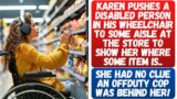 Karen Grabs A Disabled Person & Pushes His Wheelchair Around The Store To Help Her Out, Gets Shocked