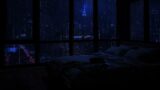 Rainy Night Bliss: Relaxing in a Bedroom Oasis with City Lights and Raindrops
