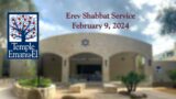Temple Emanu-El: Erev Shabbat Service – February 9th
