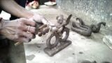 Terracotta bicycle riding doll making