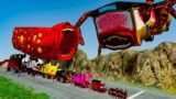 ALL MONSTERS Big & Small vs DOWN OF DEATH WITH TRAIN EATER & BUS EATER | BeamNG.Drive