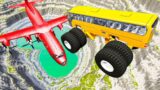 Throwing School Busses At Red Tasticola Airplane Leap Of Death   BeamNG Drive