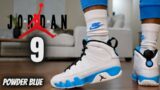 MUST WATCH!! 2024 JORDAN 9 POWDER BLUE DETAILED REVIEW SIZING & ON FEET W LACE SWAPS!!