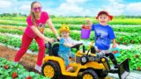 Oliver and Mom learn to harvest berries at the farm