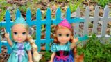 Painting a fence ! Elsa & Anna toddlers – outdoors fun – Barbie