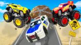 Police Cars Rescue Lightning Mcqueen Car: Massive Rock Slide | Zambo Color Toys