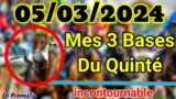 Pronostics PMU Mes 3 bases incontournable MARDDI 05 MARS 2024 Chantilly