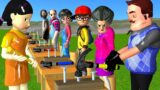 Scary Teacher 3D vs Squid Game Wood Hammer vs HoneyComb 5 Times Challenge Reward or Punish