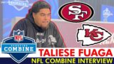 Taliese Fuaga NFL Combine Interview: Aaron Rodgers, Antonio Pierce, 49ers, & Combine Meetings!