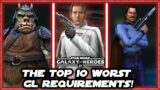 The 10 Worst GL Requirement Characters in Star Wars Galaxy of Heroes!