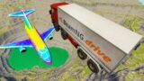 Throwing Cars At The New Rainbow Airplane Leap Of Death –  BeamNG.Drive