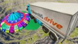 Throwing Cars At The New Rainbow UFO Leap Of Death –  BeamNG.Drive