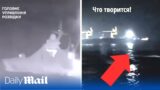 Ukrainian boat drones chase Russian warship Sergei Kotov before it blew up and sank near Crimea