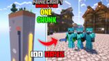 We Survived 100 Days On ONE CHUNK In Minecraft Hardcore | 3 Players 100 Days