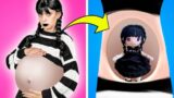 Wednesday Addams vs Princess Peach Pregnant! Funny Relatable Situations, Incredible Hacks