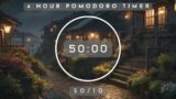 50 Minutes  Pomodoro Timer / 10 Minutes Break|Lofi Music for Studying & working| Japanese Village BG