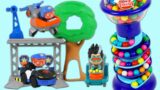 Blippi Vehicles to the Rescue After Romeo Pranks with Rainbow Gumball Candy Slime Trap!