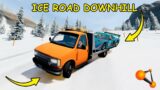 Cars Ice Road Death Downhill | Beamng Drive