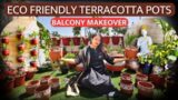ECO Friendly Terracotta Pots / Balcony makeover/terracotta Pots With Stencils Design