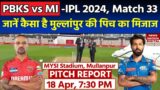 MYSI Cricket Stadium Pitch Report: PBKS vs MI IPL 2024 Match 33 Pitch Report| Mullanpur Pitch Report