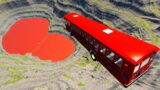 School Bus Jumps & falls Into Red Water Pit Leap Of Death –  BeamNG.Drive