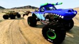ZOMBIE Police Chase Monster jam Death Desert Accident Destruction and Beamngdrive