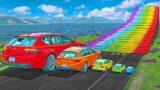 BIG & SMALL CARS vs Rainbow SPEED BUMPS vs LIMBO vs Down of Death in BeamNG.drive!