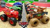 Toy Diecast Monster Truck Racing Tournament | 16 Disney CARS Custom Monster Trucks & Only 1 WINNER!