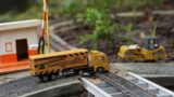Toy Train – Truck Cars Pass The Railroad Tracks