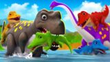 Brachiosaur to the Rescue: Saving T Rex from Crocodile Attack! Jurassic World Dinosaurs Fights