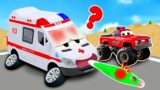 My Car Got Injured! Monster Truck go Rescue the Ambulance | Dinky TV