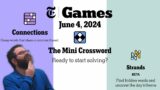 NYT Connections, Mini Crossword, and Strands | June 4, 2024